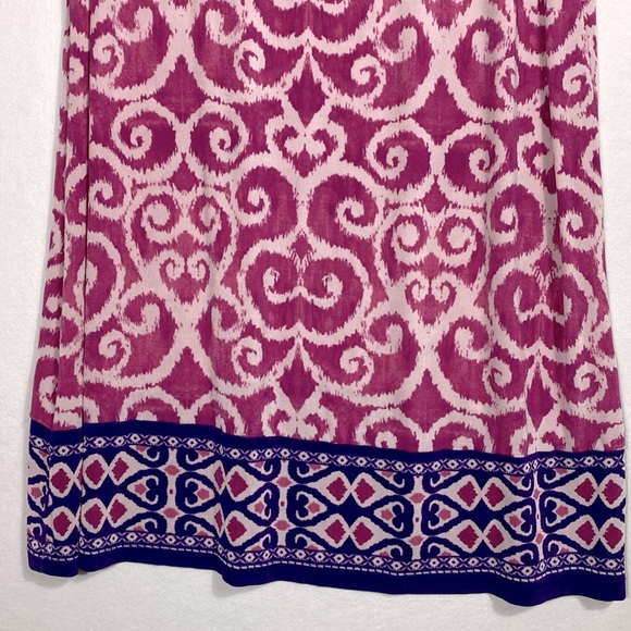 Chicos Travelers Ilkat Pink and White Scroll Patterned Jersey Dress size 3 - Picture 8 of 10